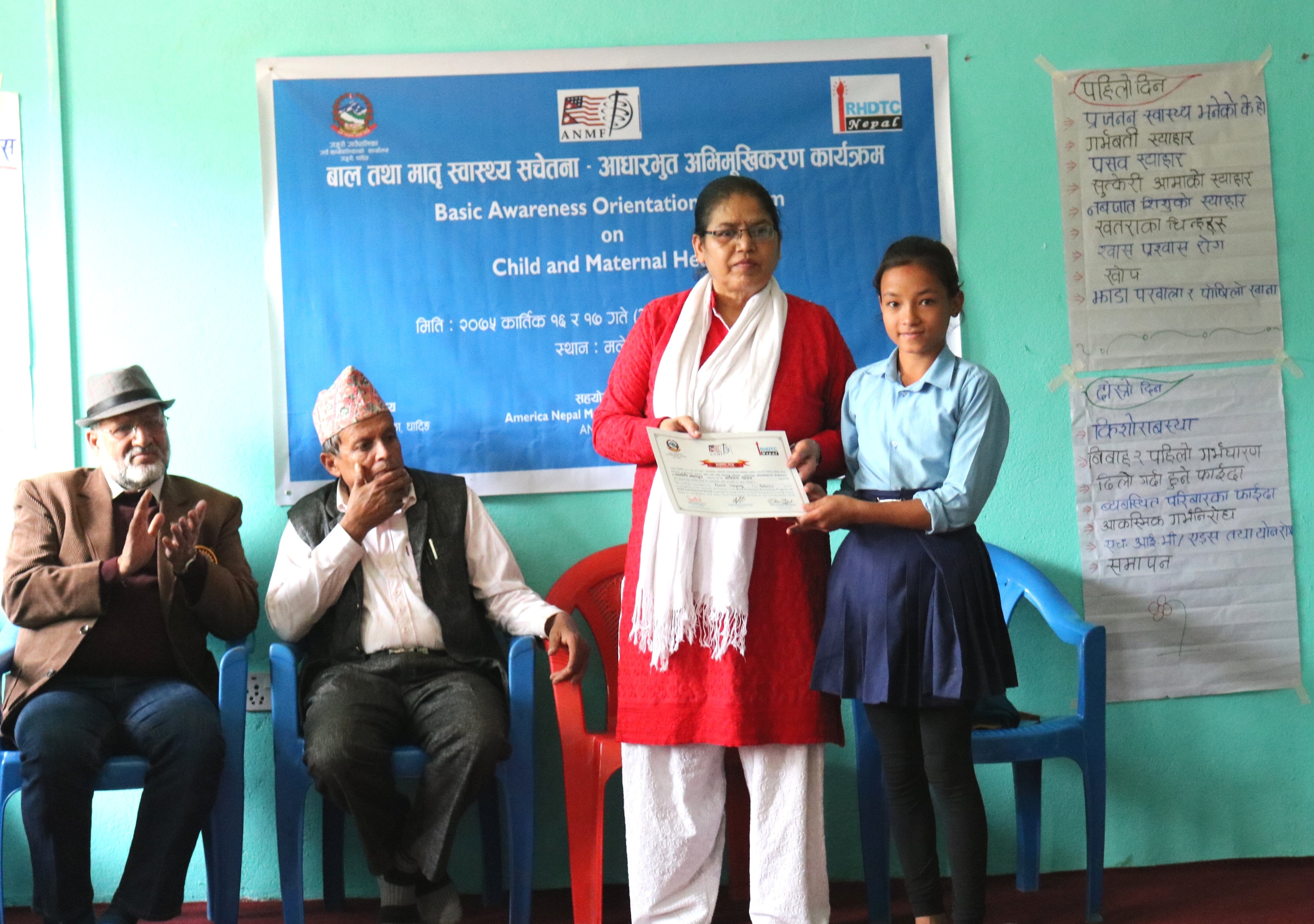 Community level orientation on child and maternal health to adolescent girls from Rural Nepal